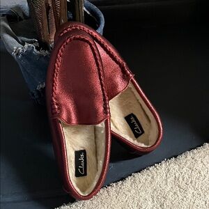 Clarks Women's Shiny Red Moccasins